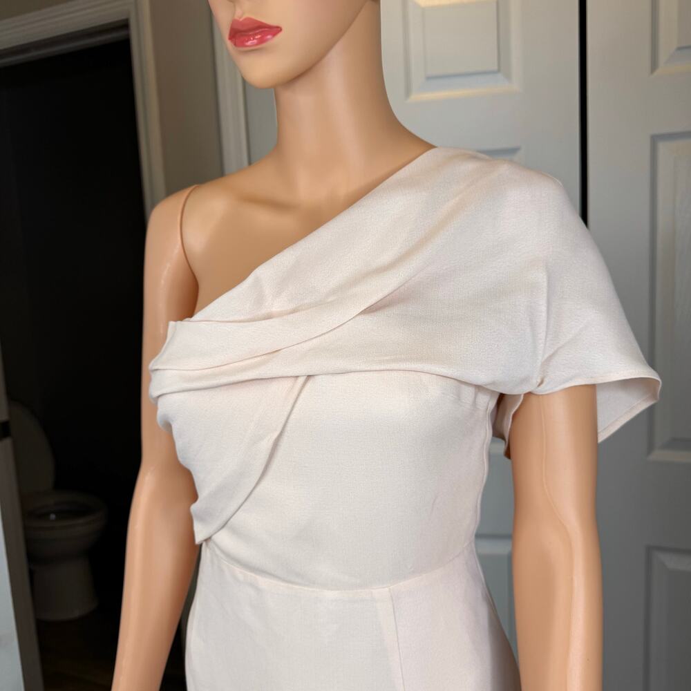 REISS Womens Riana One Shoulder Draped Midi Dress in Pink Cocktail Wedding 2 - Picture 5 of 12